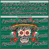 Custom Kelly Green Black-White 3D Mexican Festival Flag Skull With Sombrero Cinco de Mayo Authentic Baseball Jersey