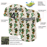 Custom Cream Black-White 3D Mexican Cactus Authentic Baseball Jersey