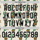 Custom Cream Black-White 3D Mexican Cactus Authentic Baseball Jersey