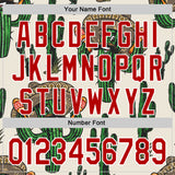 Custom Cream Red-White 3D Mexican Cactus Authentic Baseball Jersey