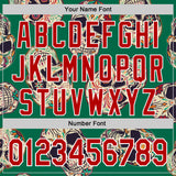 Custom Kelly Green Red-White 3D Mexican Skull Authentic Baseball Jersey