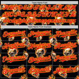 Custom Black Fire Red-Gold 3D Flame Skull Authentic Baseball Jersey
