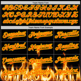 Custom Black Orange-Light Yellow 3D Flame Skull Authentic Baseball Jersey