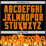 Custom Black Orange-Light Yellow 3D Flame Skull Authentic Baseball Jersey