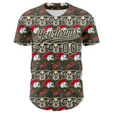 Custom Olive White 3D Punk Rock Skull Authentic Baseball Jersey