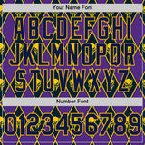 Custom Purple Navy-Gold 3D Skull Authentic Baseball Jersey