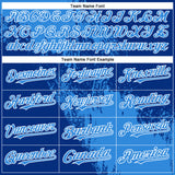 Custom Electric Blue Royal-White 3D Pattern Design Abstract Brush Stroke Authentic Baseball Jersey