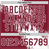 Custom White Crimson 3D Pattern Design Abstract Brush Stroke Authentic Baseball Jersey