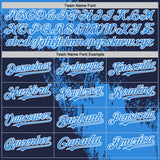 Custom Electric Blue Navy-White 3D Pattern Design Abstract Brush Stroke Authentic Baseball Jersey
