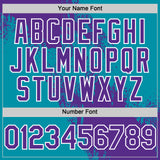 Custom Purple Teal-White 3D Pattern Design Abstract Brush Stroke Authentic Baseball Jersey