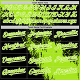 Custom Neon Green Black-White 3D Pattern Design Abstract Brush Stroke Authentic Baseball Jersey