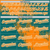 Custom Bay Orange Teal-White 3D Pattern Design Abstract Brush Stroke Authentic Baseball Jersey