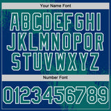 Custom Teal US Navy Blue-White 3D Pattern Design Abstract Brush Stroke Authentic Baseball Jersey