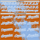 Custom Light Blue Texas Orange-White 3D Pattern Design Abstract Brush Stroke Authentic Baseball Jersey