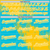 Custom Yellow Lakes Blue-White 3D Pattern Design Abstract Brush Stroke Authentic Baseball Jersey