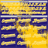 Custom Yellow Dark Purple-White 3D Pattern Design Abstract Brush Stroke Authentic Baseball Jersey