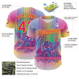 Custom Pink Hot Pink-Light Yellow 3D Pattern Design Rave Psychedelic Neon Music Disco Authentic Baseball Jersey