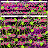 Custom Black Hot Pink-Pea Green 3D Pattern Design Rave Psychedelic Emoji Smile Authentic Baseball Jersey