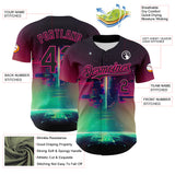 Custom Black Hot Pink 3D Pattern Design Rave Psychedelic Universe Authentic Baseball Jersey