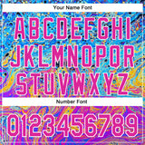 Custom Electric Blue Deep Pink-White 3D Pattern Design Rave Psychedelic Fluid Art Authentic Baseball Jersey
