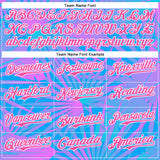 Custom Electric Blue Pink-White 3D Pattern Design Rave Psychedelic Tropical Palm Leaves Authentic Baseball Jersey