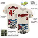 Custom Cream Red-Black 3D Cuba Santiago Cuban Flag Authentic Baseball Jersey