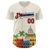 Custom Cream Red Black-Cuban Flag 3D Cuba Havana Authentic Baseball Jersey