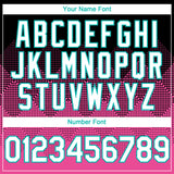 Custom Black White Pink-Aqua 3D Gradient Square Shape Authentic Baseball Jersey