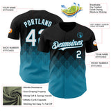Custom Black White-Panther Blue 3D Gradient Square Shape Authentic Baseball Jersey
