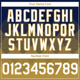 Custom Navy White-Old Gold 3D Gradient Square Shape Authentic Baseball Jersey