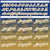 Custom Royal White-Old Gold 3D Gradient Square Shape Authentic Baseball Jersey