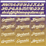 Custom Purple White-Old Gold 3D Gradient Square Shape Authentic Baseball Jersey