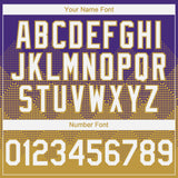 Custom Purple White-Old Gold 3D Gradient Square Shape Authentic Baseball Jersey