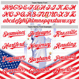 Custom White Fire Red 3D Patriotic American Flag And Statue of Liberty Authentic Baseball Jersey