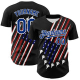 Custom Black Royal Red-White 3D Patriotic American Flag Authentic Baseball Jersey