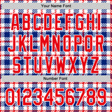 Custom White Fire Red-Royal 3D Pattern Design Patriotic American Symbol Plaid Authentic Baseball Jersey