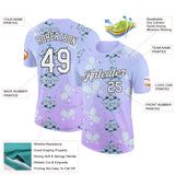 Custom Purple White-Black 3D Pickleball Paddles Balls Floral Performance T-Shirt
