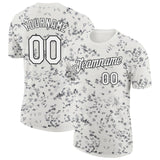 Custom Cream White-Black 3D Pickleball Paddles Balls Floral Performance T-Shirt