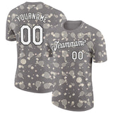 Custom Gray White-Black 3D Pickleball Paddles Balls Floral Performance T-Shirt