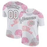 Custom White Black 3D Pickleball Paddles Balls Floral Performance T-Shirt