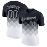 Custom Black White 3D Pattern Design Gradient Square Shapes Performance T-Shirt