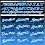Custom Black Powder Blue-White 3D Pattern Design Gradient Square Shapes Performance T-Shirt