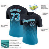 Custom Black Panther Blue-White 3D Pattern Design Gradient Square Shapes Performance T-Shirt