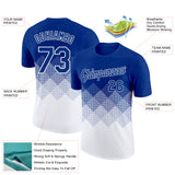Custom Royal White 3D Pattern Design Gradient Square Shapes Performance T-Shirt