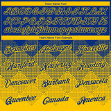 Custom Royal Yellow 3D Pattern Design Gradient Square Shapes Performance T-Shirt