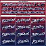 Custom Crimson Navy-White 3D Pattern Design Gradient Square Shapes Performance T-Shirt