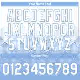 Custom White Light Blue 3D Pattern Design Gradient Square Shapes Performance T-Shirt