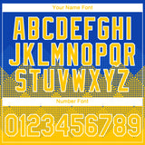 Custom Thunder Blue Yellow-White 3D Pattern Design Gradient Square Shapes Performance T-Shirt