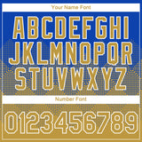 Custom Thunder Blue Old Gold-White 3D Pattern Design Gradient Square Shapes Performance T-Shirt