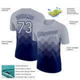 Custom Gray Navy 3D Pattern Design Gradient Square Shapes Performance T-Shirt